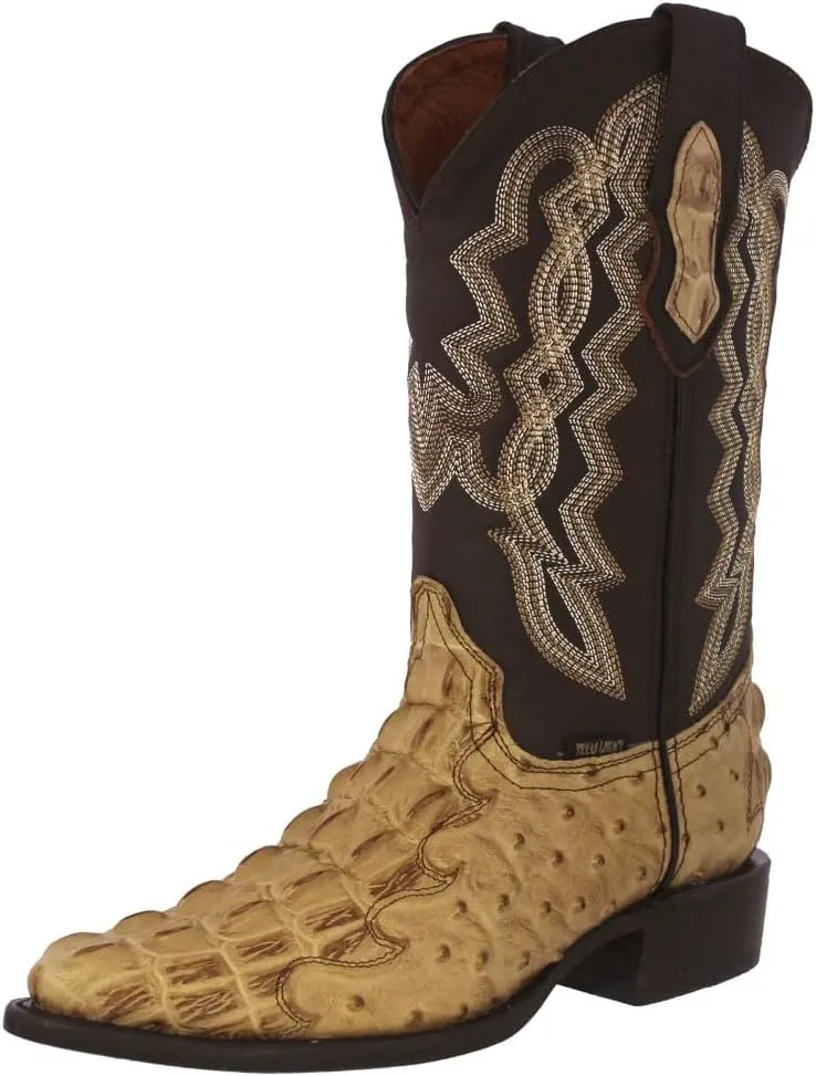 Texas Legacy Mens Sand Western Wear Cowboy Boots Crocodile & Ostrich Print J Toe