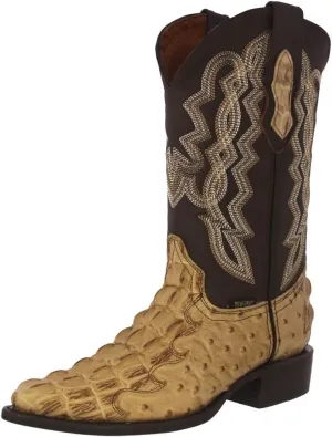 Texas Legacy Mens Sand Western Wear Cowboy Boots Crocodile & Ostrich Print J Toe