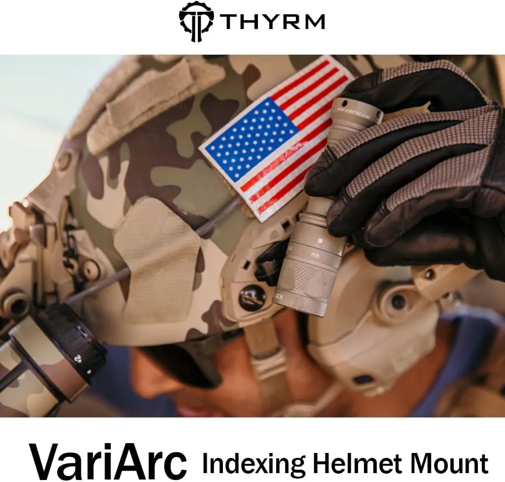 Thyrm VariArc Helmet Mount Compatible with Team Wendy Rails (Flat Dark Earth), Adjustable for attaching Light, Made in USA
