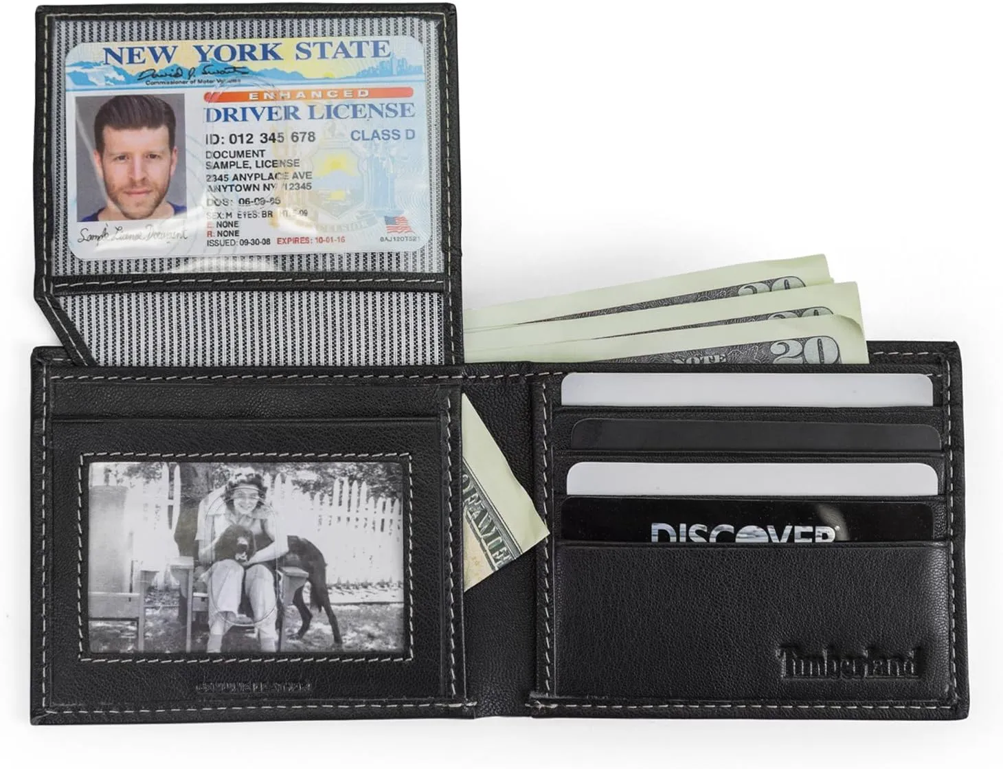 Timberland Men's Leather Wallet With Attached Flip Pocket, Black (Blix), One Size