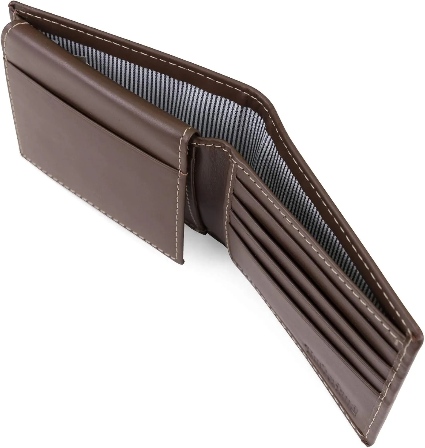 Timberland Men's Leather Wallet With Attached Flip Pocket, Brown (Hunter), One Size