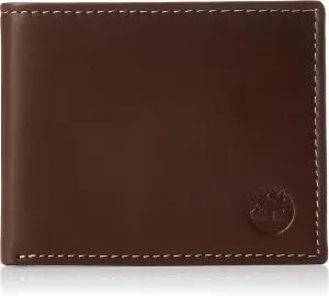 Timberland Men's Leather Wallet With Attached Flip Pocket, Brown (Hunter), One Size