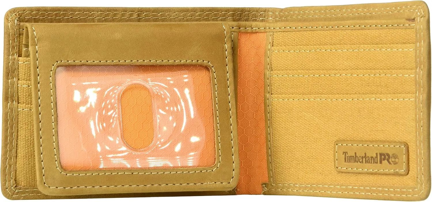 Timberland PRO Men's Leather RFID Wallet with Removable Flip Pocket Card Carrier