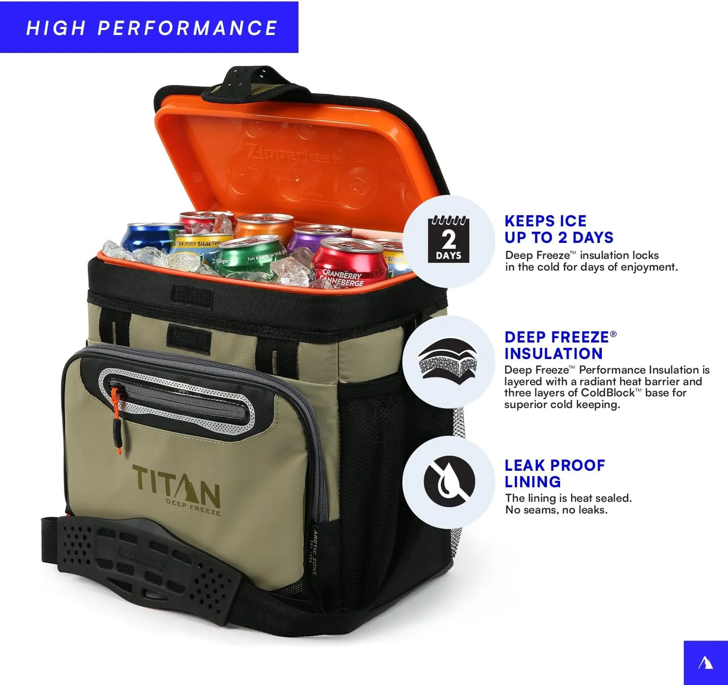 Titan Deep Freeze Coolers - Zipperless Hardbody Cooler - Deep Freeze Insulation, HardBody Liner, and SmartShelf