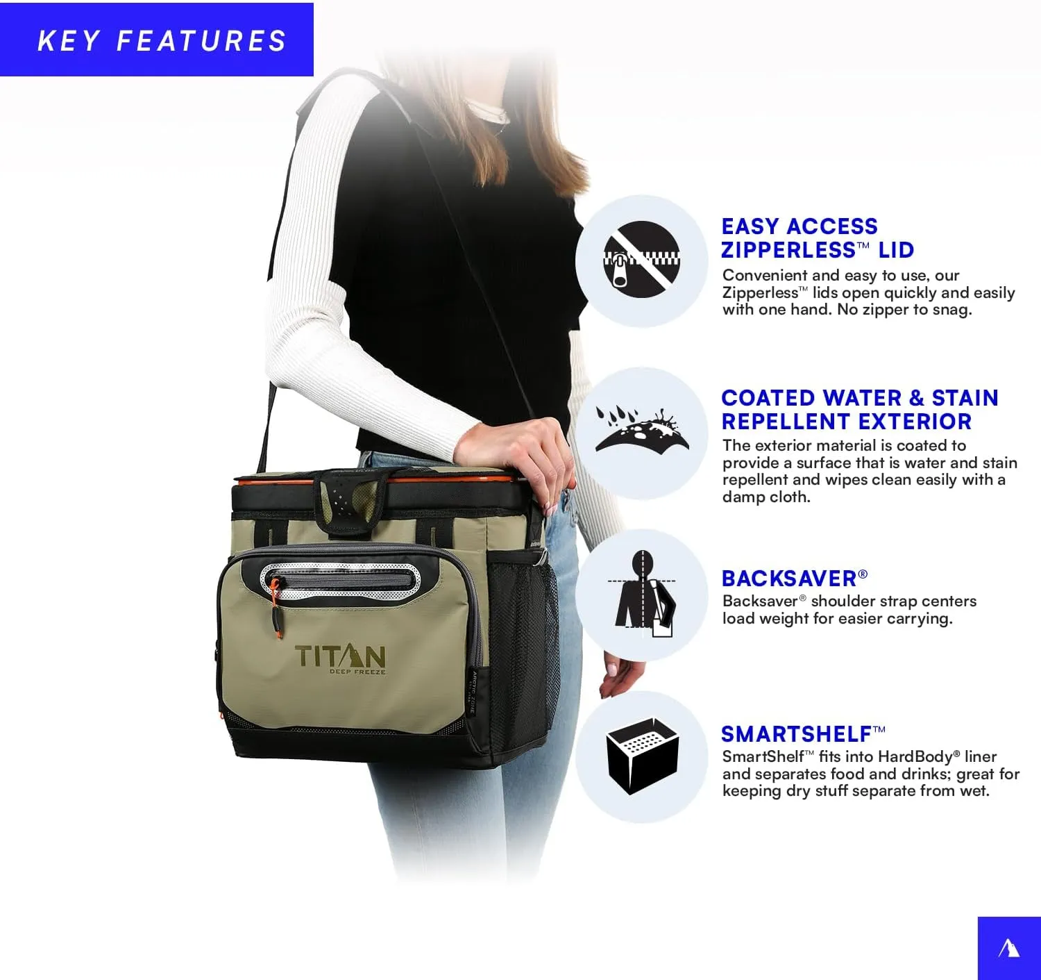 Titan Deep Freeze Coolers - Zipperless Hardbody Cooler - Deep Freeze Insulation, HardBody Liner, and SmartShelf
