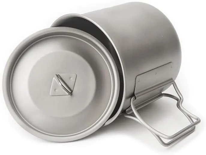 Titanium Alloy Mug 500ML Outdoor Camping Home Portable Folding Water Cup with Lid(1PC)