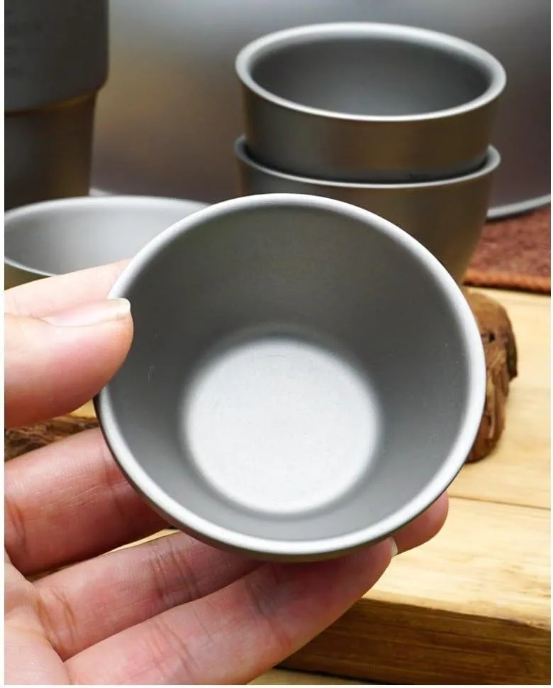 Titanium Alloy Tea Cup 30ML Outdoor Portable Small Wine Cup Home Kung Fu Tea Cup(4PCS)