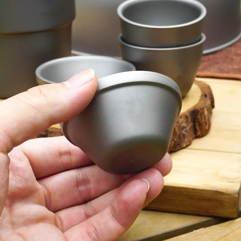 Titanium Alloy Tea Cup 30ML Outdoor Portable Small Wine Cup Home Kung Fu Tea Cup(4PCS)