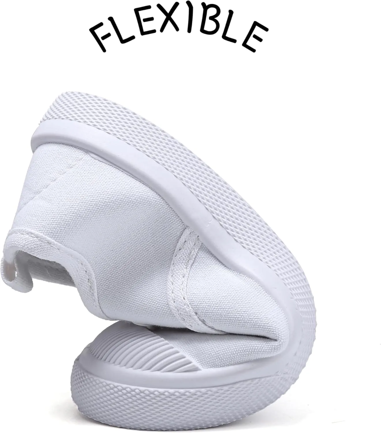 Toddler Kids White Canvas Shoes for Boys Girls Sneakers Slip-on Comfortable Fashion Light Weight Skin-Friendly Causal Running Tennis Shoes (Toddle/Little Kids/Big Kids)
