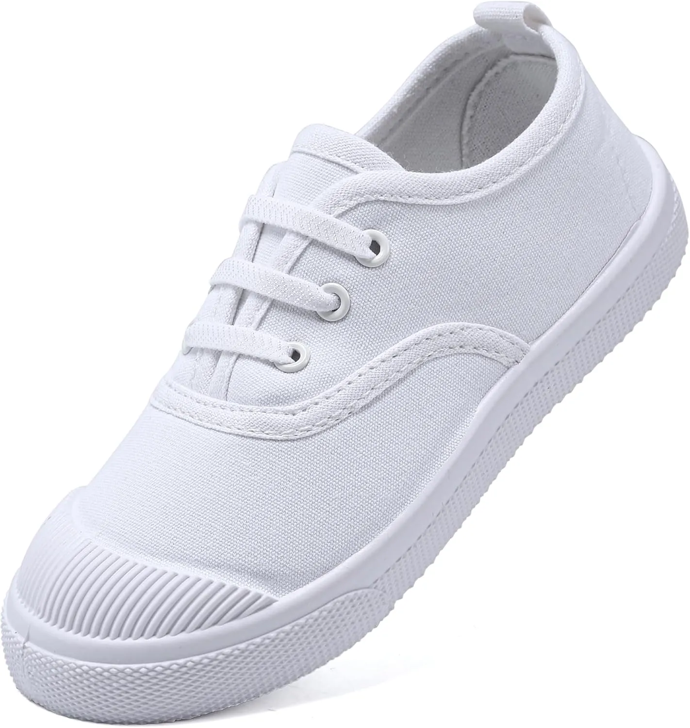 Toddler Kids White Canvas Shoes for Boys Girls Sneakers Slip-on Comfortable Fashion Light Weight Skin-Friendly Causal Running Tennis Shoes (Toddle/Little Kids/Big Kids)