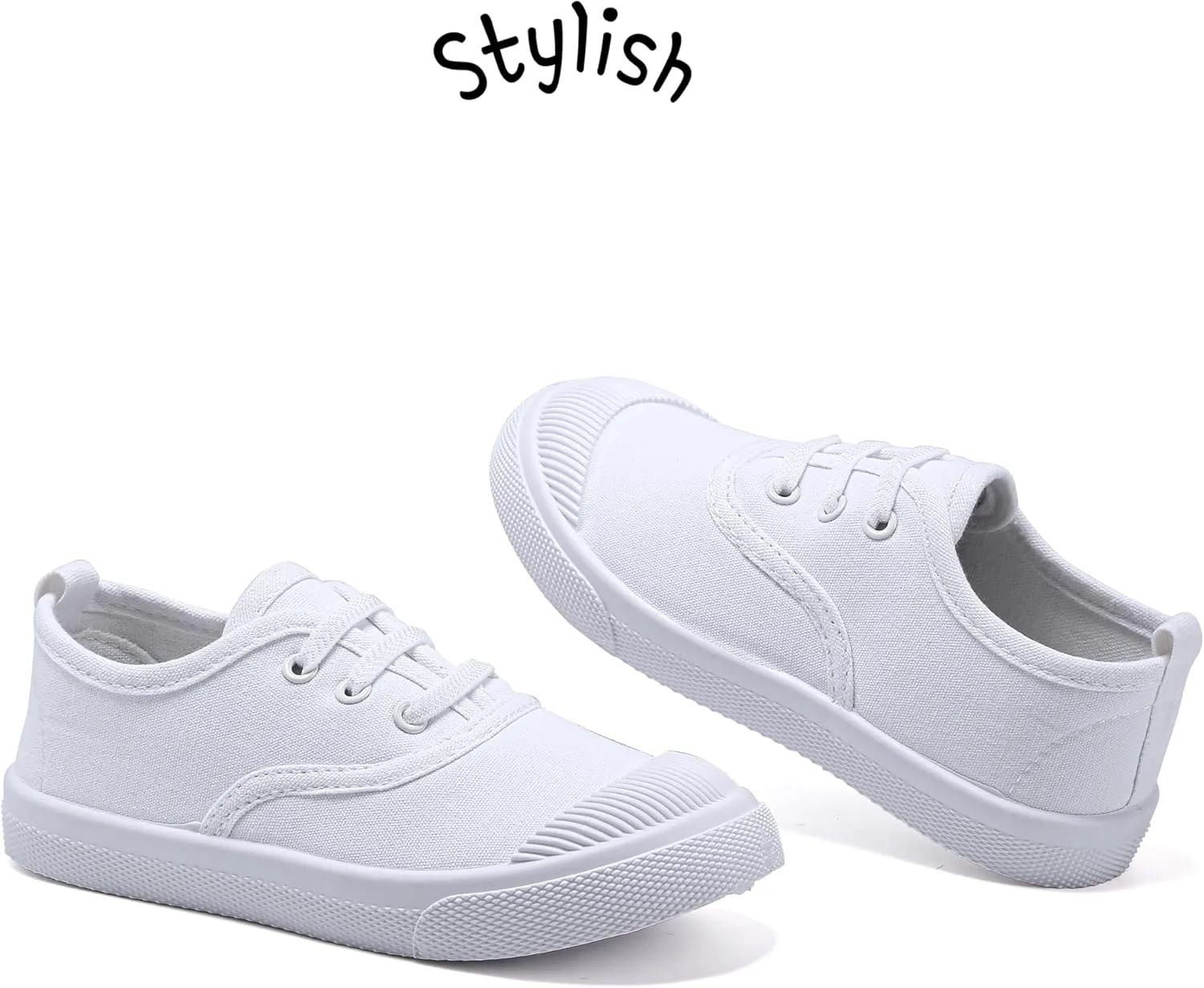Toddler Kids White Canvas Shoes for Boys Girls Sneakers Slip-on Comfortable Fashion Light Weight Skin-Friendly Causal Running Tennis Shoes (Toddle/Little Kids/Big Kids)