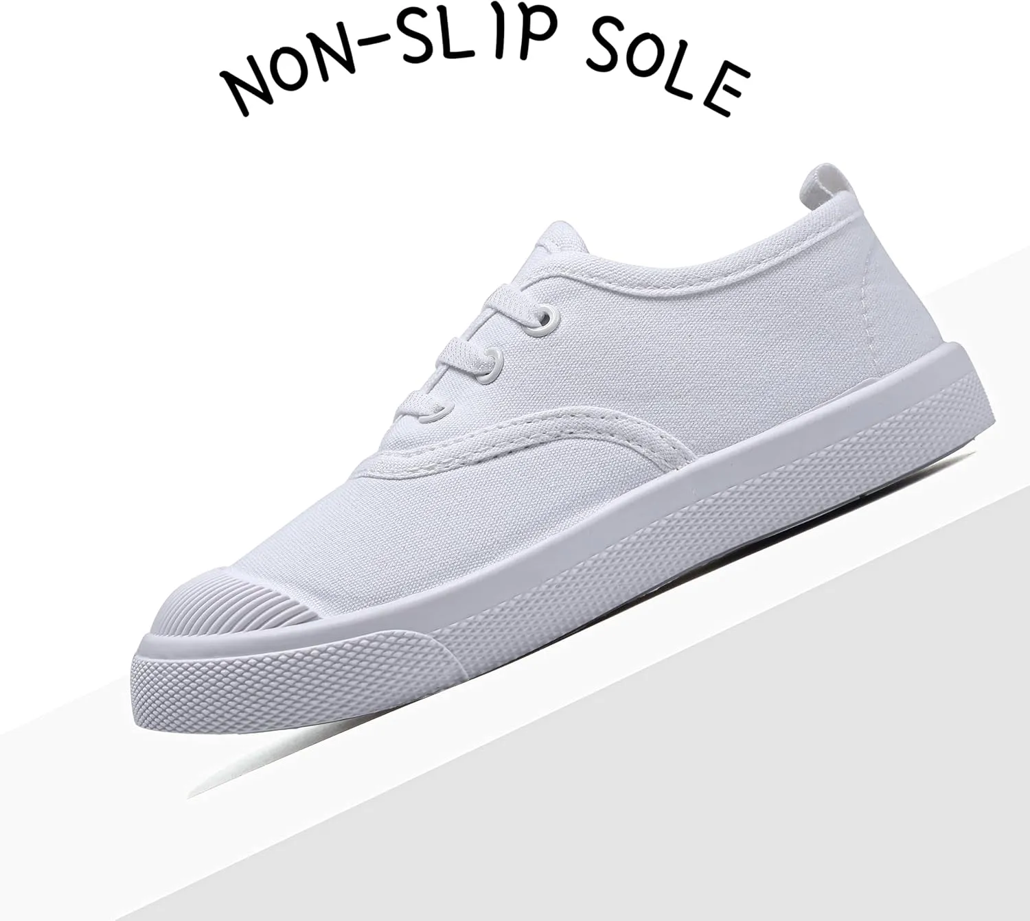 Toddler Kids White Canvas Shoes for Boys Girls Sneakers Slip-on Comfortable Fashion Light Weight Skin-Friendly Causal Running Tennis Shoes (Toddle/Little Kids/Big Kids)