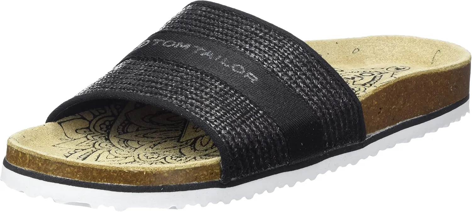 TOM TAILOR Women's Slide Sandal, Black, 7