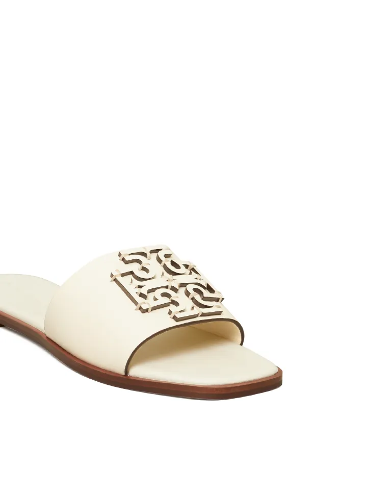 Tory Burch Ines Slide Textured Calf Leather New Ivory