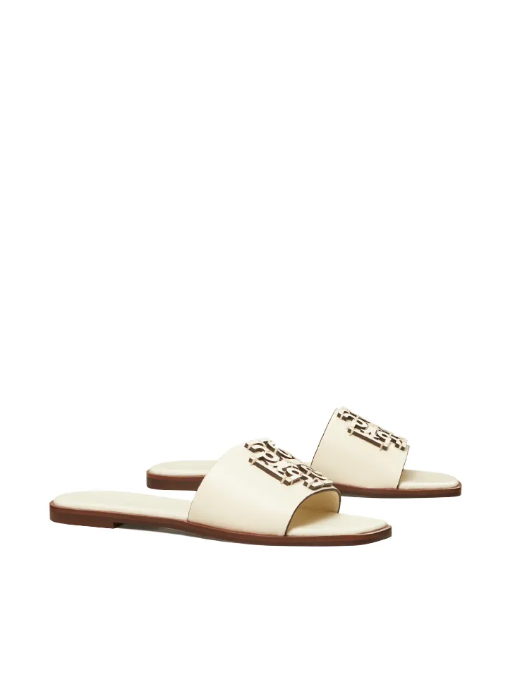 Tory Burch Ines Slide Textured Calf Leather New Ivory