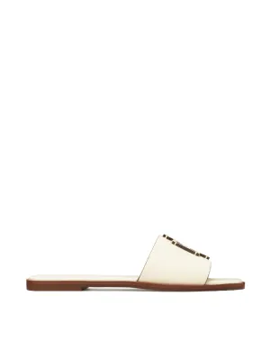 Tory Burch Ines Slide Textured Calf Leather New Ivory