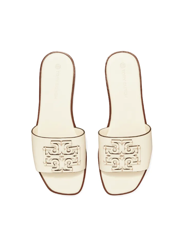 Tory Burch Ines Slide Textured Calf Leather New Ivory