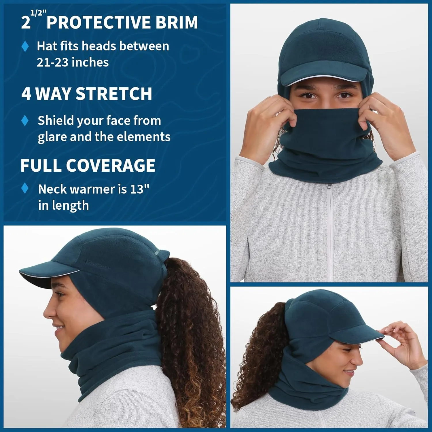TrailHeads Women's Trailblazer Adventure Ponytail Cap and Microfleece Neck Warmer Gift Set