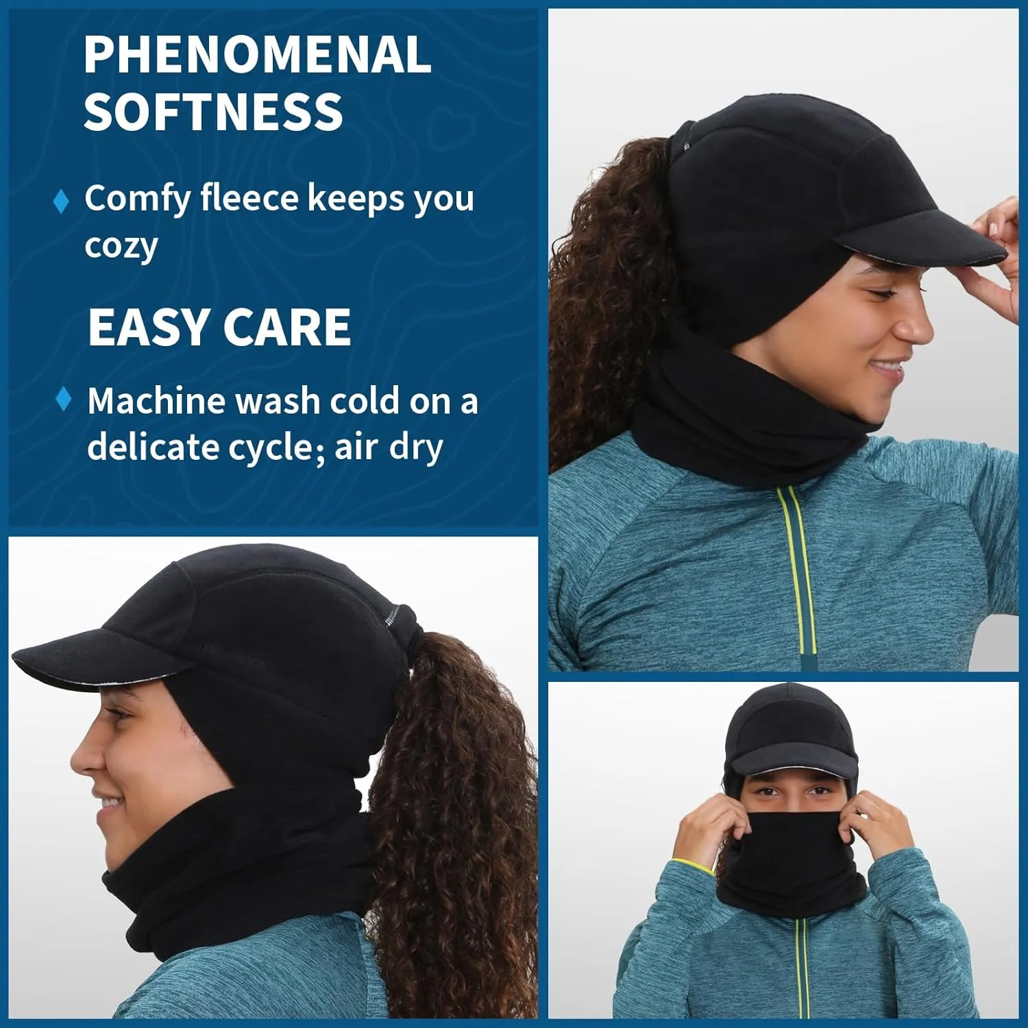 TrailHeads Women's Trailblazer Adventure Ponytail Cap and Microfleece Neck Warmer Gift Set