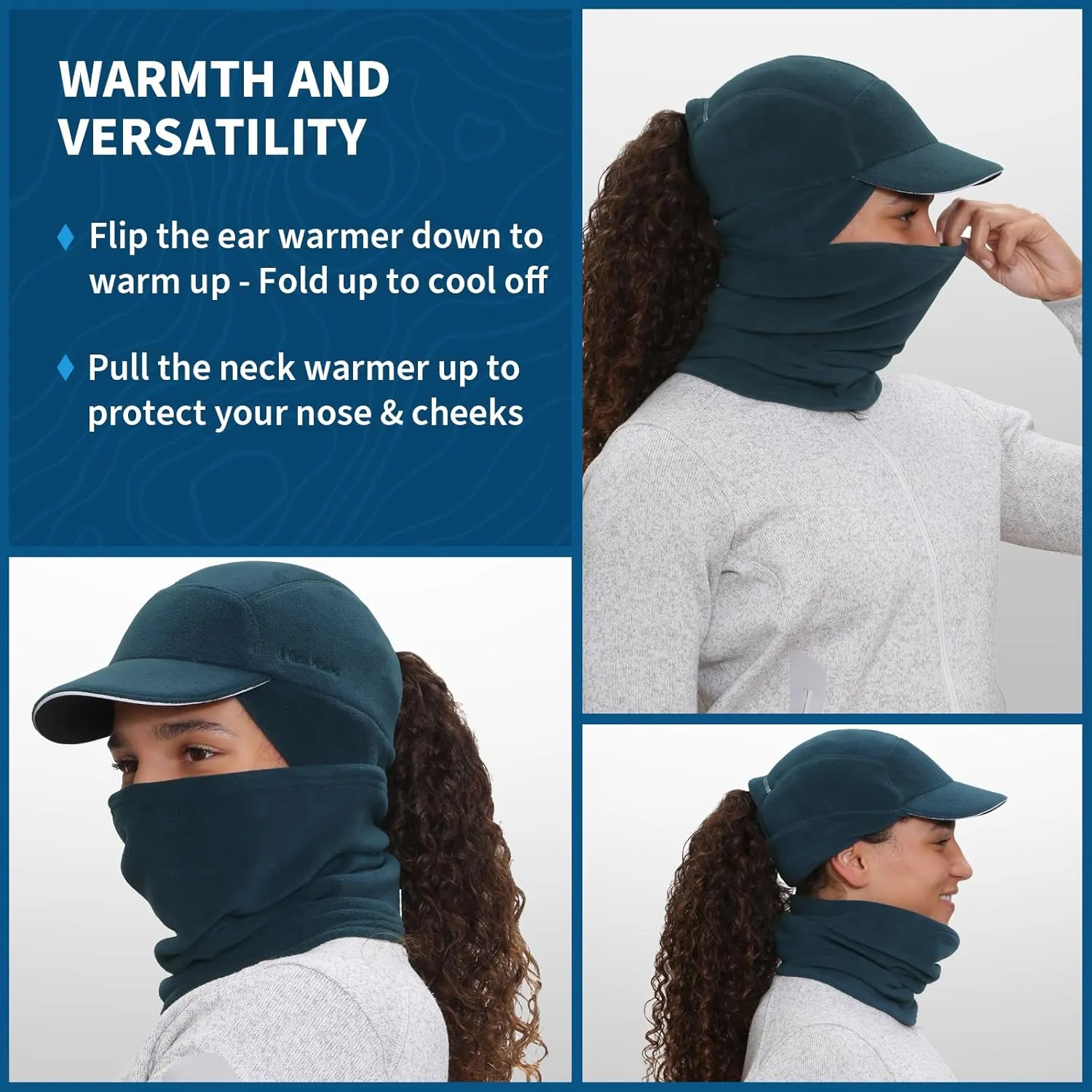 TrailHeads Women's Trailblazer Adventure Ponytail Cap and Microfleece Neck Warmer Gift Set