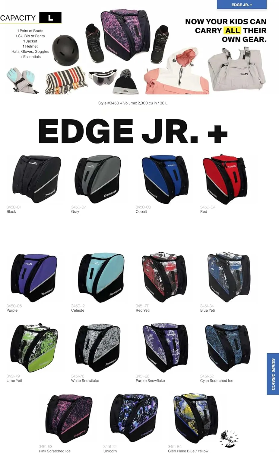 TRANSPACK Edge Junior  Water-Resistant 38L Ski/Snowboard Boot Helmet Goggles & Gear Backpack Bag