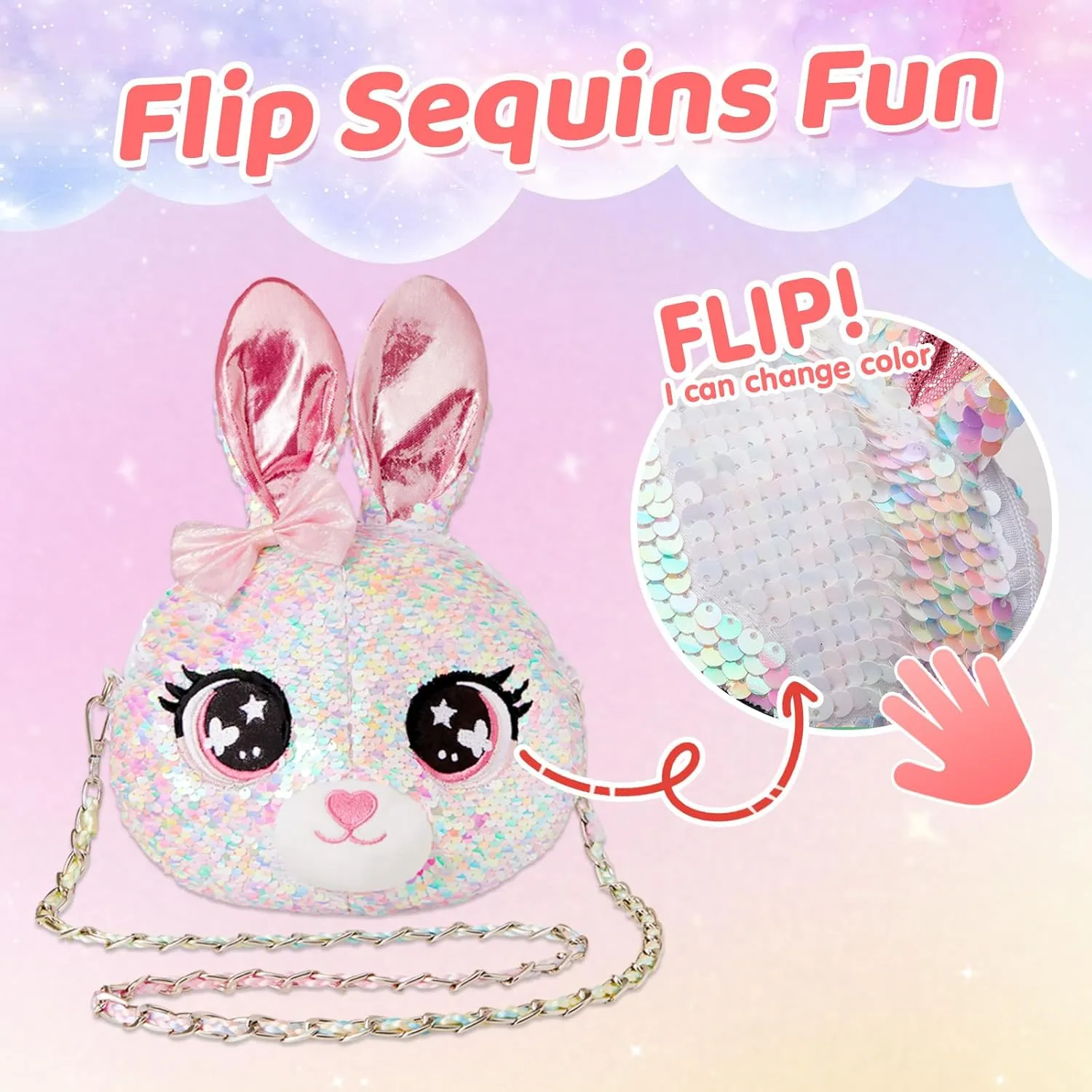 Unicorn Purse Pops Sequin Unicorn Toys Plush Animal Shaped Purse, Kids Fashion Handbags