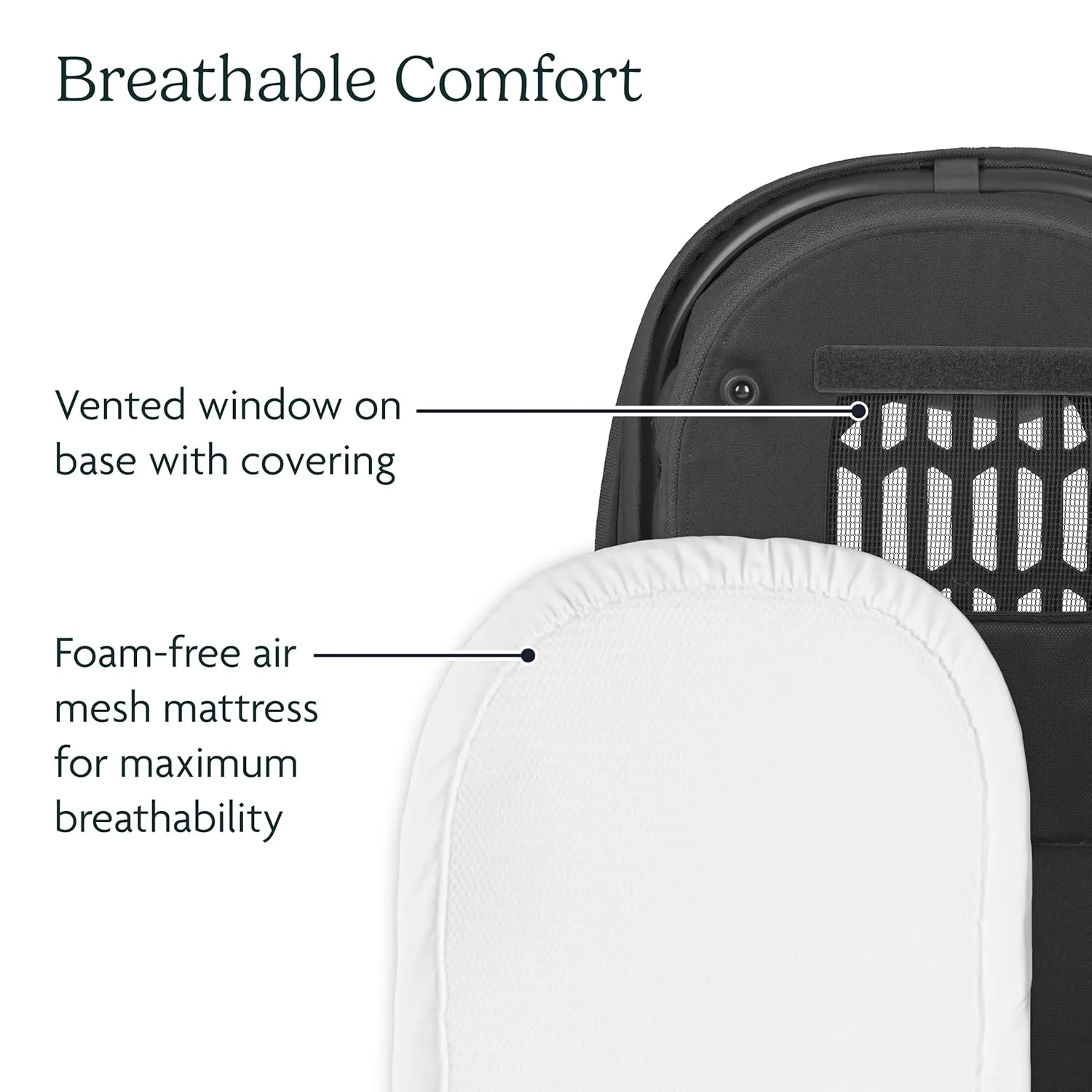 UPPAbaby Bassinet V3 - Compatible with Vista, Cruz, Ridge Strollers - Overnight Sleep Solution - Mattress, Sheet and Bug Shield Included - Declan (Oat Mélange/Silver Frame)