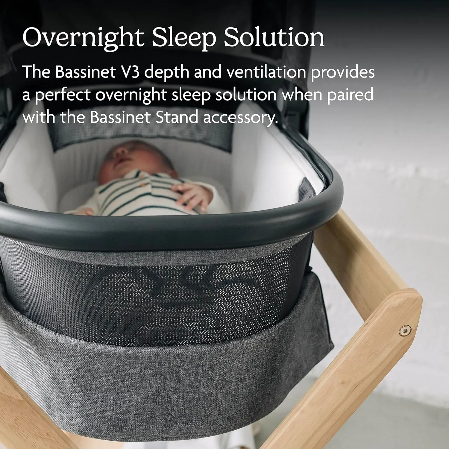 UPPAbaby Bassinet V3 - Compatible with Vista, Cruz, Ridge Strollers - Overnight Sleep Solution - Mattress, Sheet and Bug Shield Included - Declan (Oat Mélange/Silver Frame)