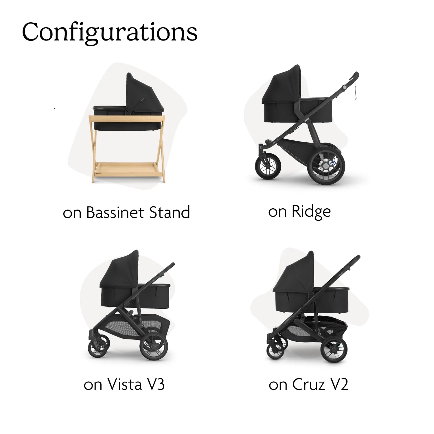 UPPAbaby Bassinet V3 - Compatible with Vista, Cruz, Ridge Strollers - Overnight Sleep Solution - Mattress, Sheet and Bug Shield Included - Declan (Oat Mélange/Silver Frame)
