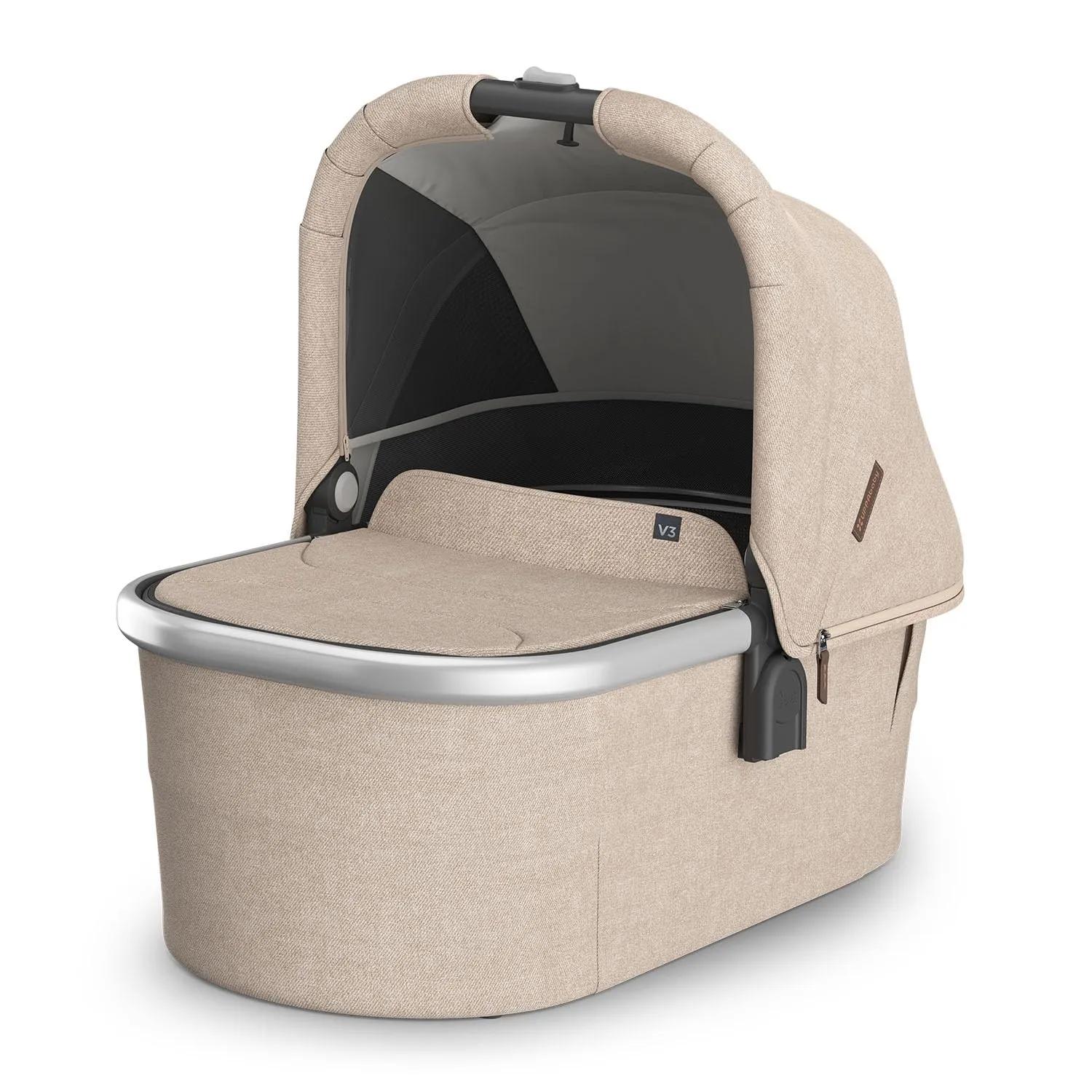 UPPAbaby Bassinet V3 - Compatible with Vista, Cruz, Ridge Strollers - Overnight Sleep Solution - Mattress, Sheet and Bug Shield Included - Declan (Oat Mélange/Silver Frame)
