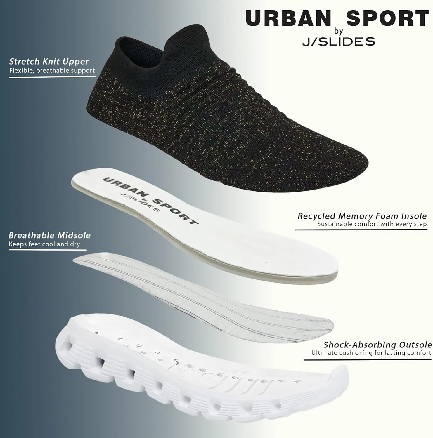 Urban Sport CEC-Cora Women’s Walking Sneaker | Slip-On Walking Shoes for Women | Ultra-Comfortable & Light
