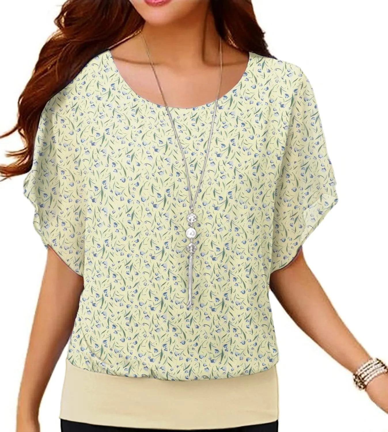 VIISHOW Women's Summer Loose Casual Short Sleeve Chiffon Top T-Shirt Blouse