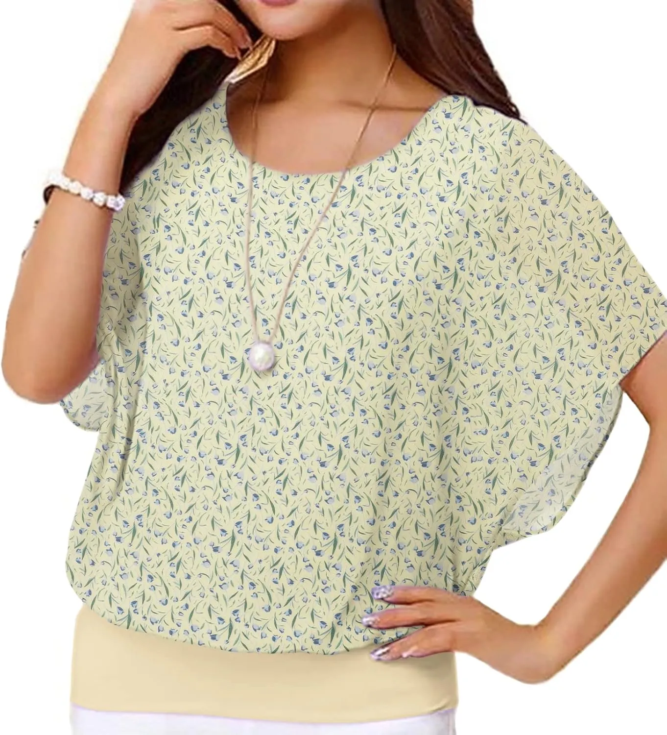 VIISHOW Women's Summer Loose Casual Short Sleeve Chiffon Top T-Shirt Blouse