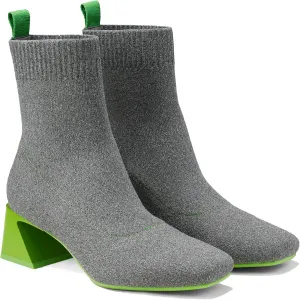 VIVAIA Regina Pro Women's High Heels Ankle Boots Slip on Square Toe Ankle Booties 2.2'' Mid-High Chunky Heel Booties Lady Dress Short Winter Fall Boots