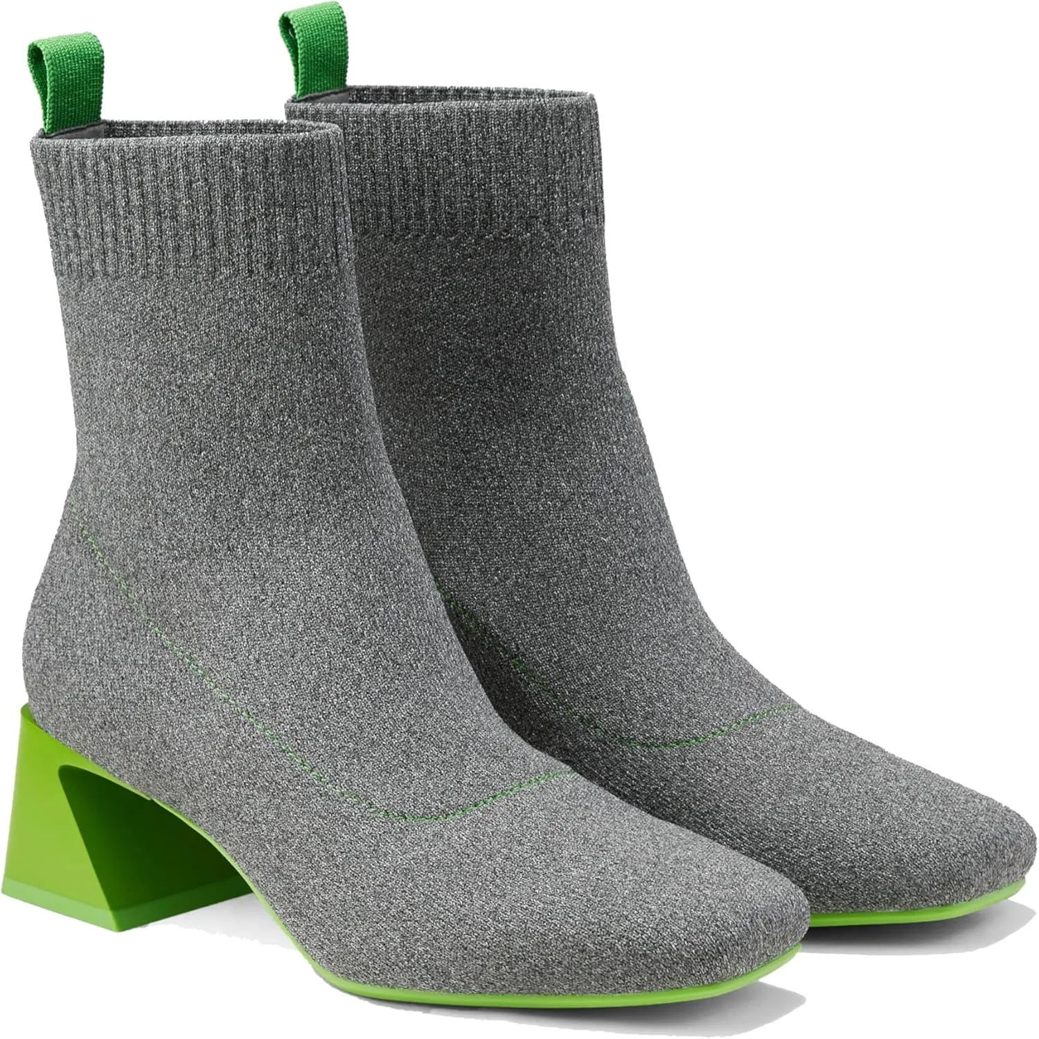 VIVAIA Regina Pro Women's High Heels Ankle Boots Slip on Square Toe Ankle Booties 2.2'' Mid-High Chunky Heel Booties Lady Dress Short Winter Fall Boots