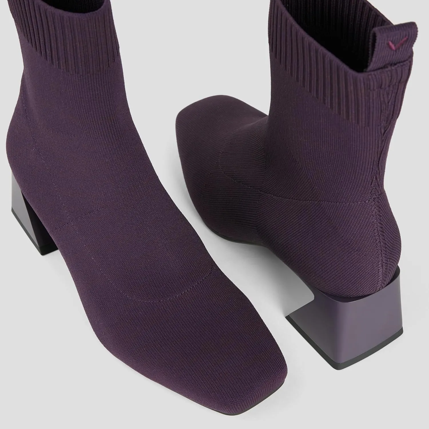 VIVAIA Regina Pro Women's High Heels Ankle Boots Slip on Square Toe Ankle Booties 2.2'' Mid-High Chunky Heel Booties Lady Dress Short Winter Fall Boots