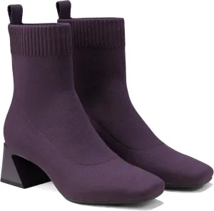 VIVAIA Regina Pro Women's High Heels Ankle Boots Slip on Square Toe Ankle Booties 2.2'' Mid-High Chunky Heel Booties Lady Dress Short Winter Fall Boots