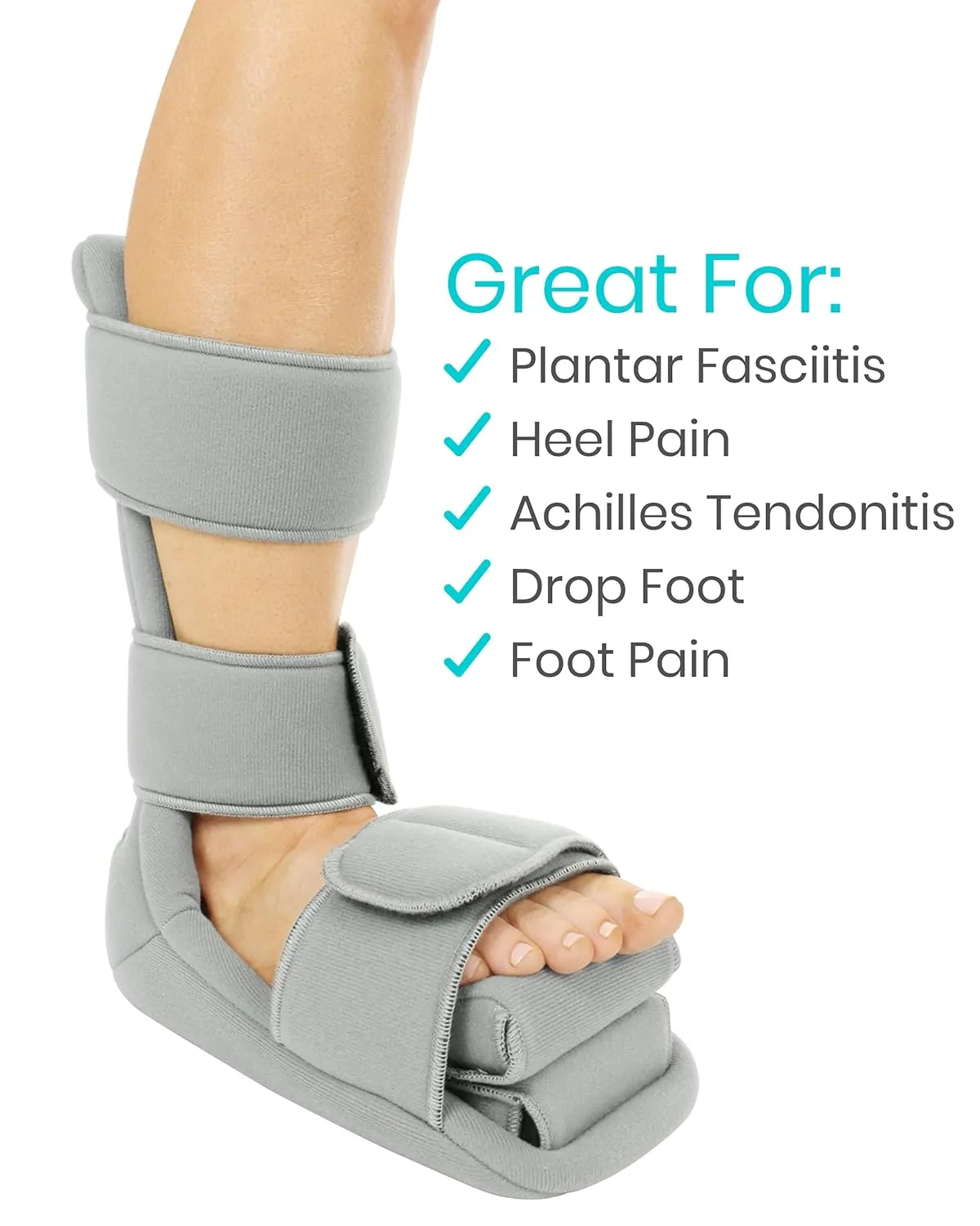 Vive Plantar Fasciitis Night Splint Plus Trigger Point Stretch Wedges - Soft Leg Brace Support, Orthopedic Sleeping Immobilizer Stretch Boot (Large: Men's: 8.5-11, Women's: 10-12)