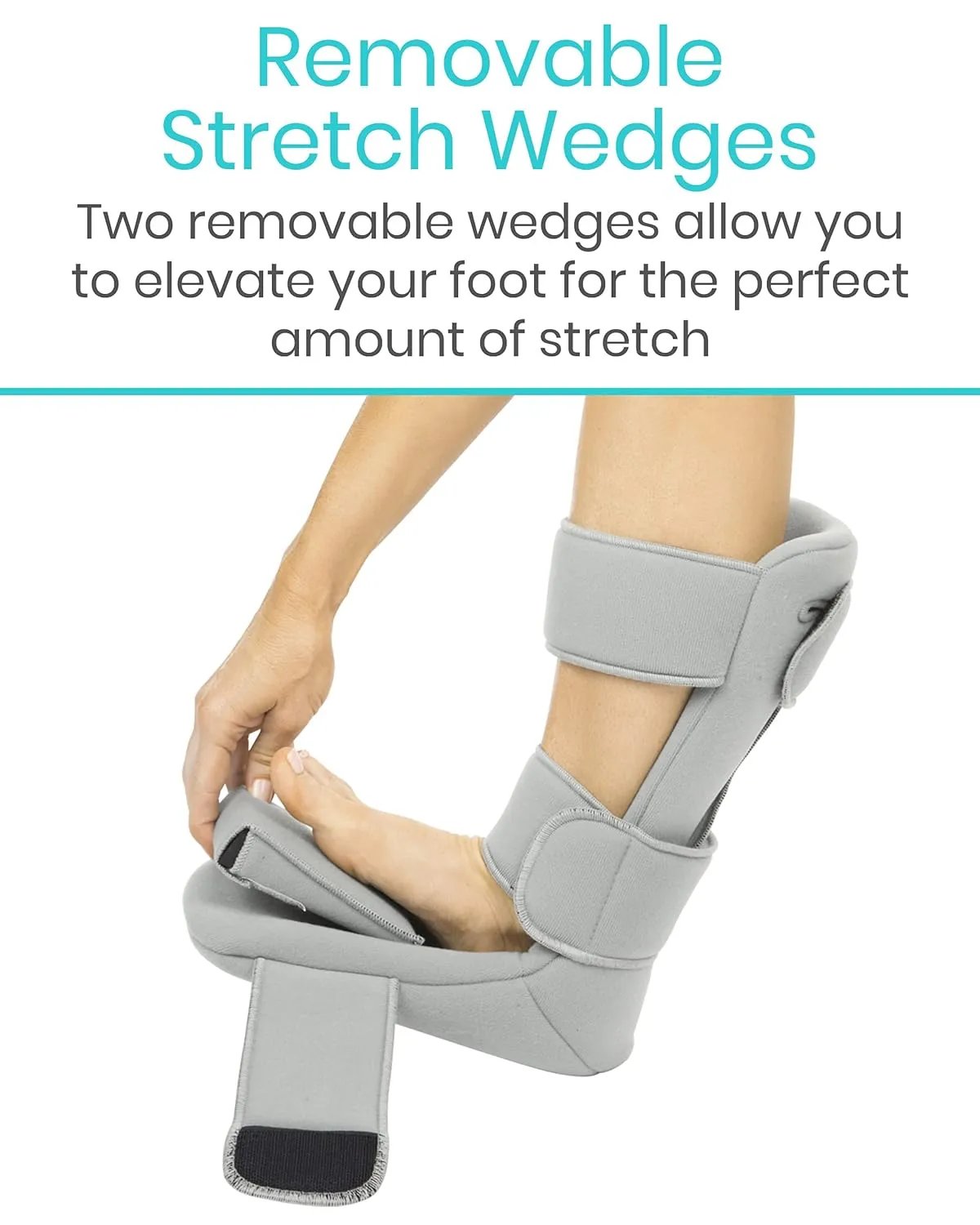Vive Plantar Fasciitis Night Splint Plus Trigger Point Stretch Wedges - Soft Leg Brace Support, Orthopedic Sleeping Immobilizer Stretch Boot (Large: Men's: 8.5-11, Women's: 10-12)