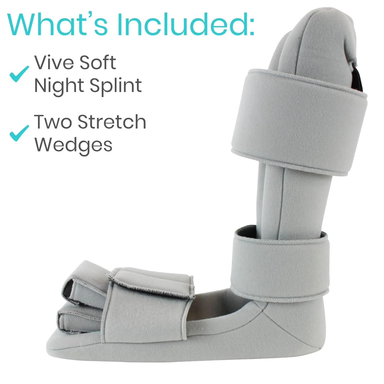 Vive Plantar Fasciitis Night Splint Plus Trigger Point Stretch Wedges - Soft Leg Brace Support, Orthopedic Sleeping Immobilizer Stretch Boot (Large: Men's: 8.5-11, Women's: 10-12)