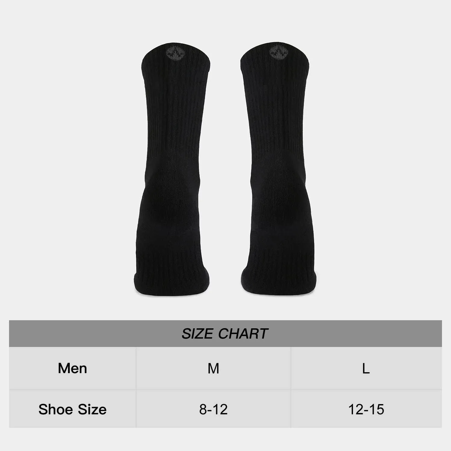 WANDER Men's Running Crew Socks 6 Pairs Cotton Athletic Socks for Men Cushion Performance Socks 8-12/12-15