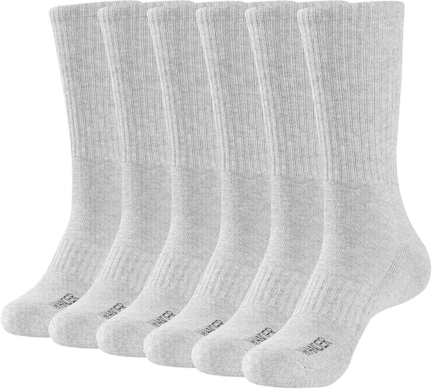 WANDER Men's Running Crew Socks 6 Pairs Cotton Athletic Socks for Men Cushion Performance Socks 8-12/12-15