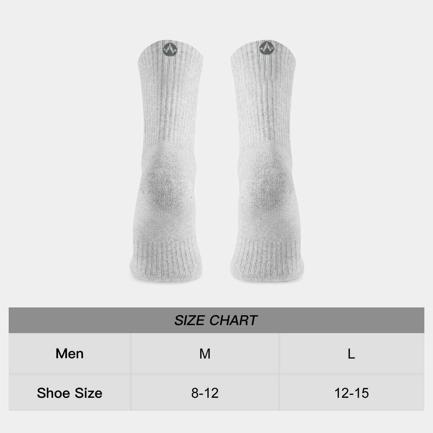 WANDER Men's Running Crew Socks 6 Pairs Cotton Athletic Socks for Men Cushion Performance Socks 8-12/12-15