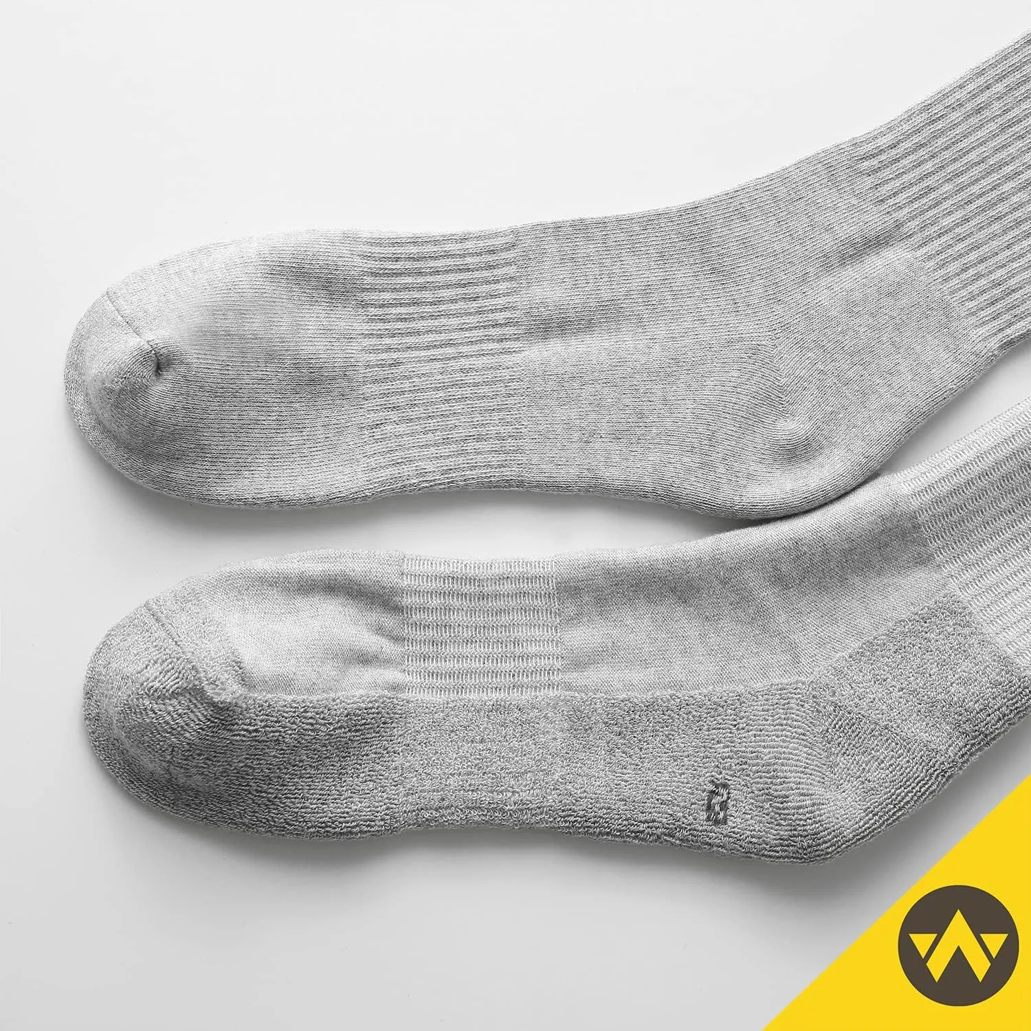 WANDER Men's Running Crew Socks 6 Pairs Cotton Athletic Socks for Men Cushion Performance Socks 8-12/12-15