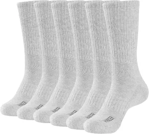 WANDER Men's Running Crew Socks 6 Pairs Cotton Athletic Socks for Men Cushion Performance Socks 8-12/12-15