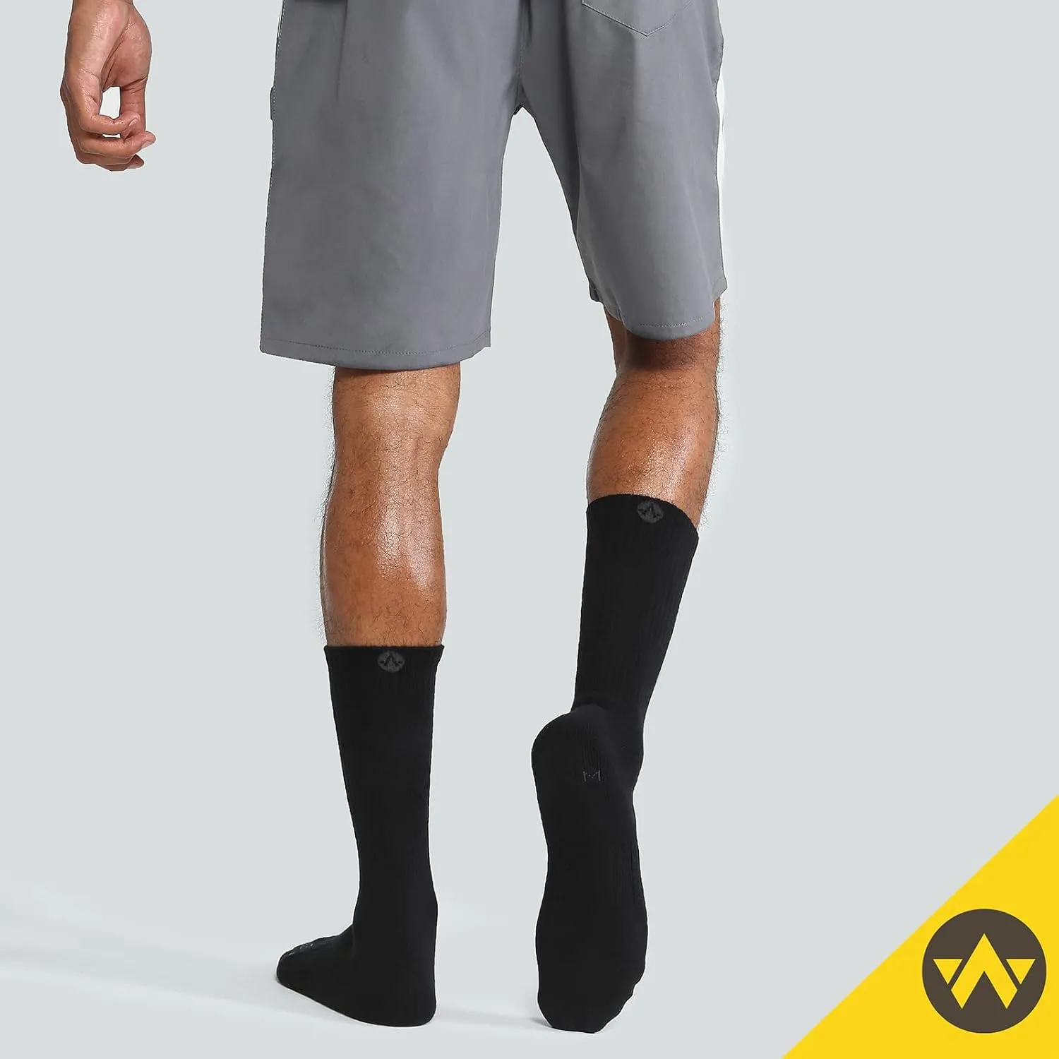 WANDER Men's Running Crew Socks 6 Pairs Cotton Athletic Socks for Men Cushion Performance Socks 8-12/12-15