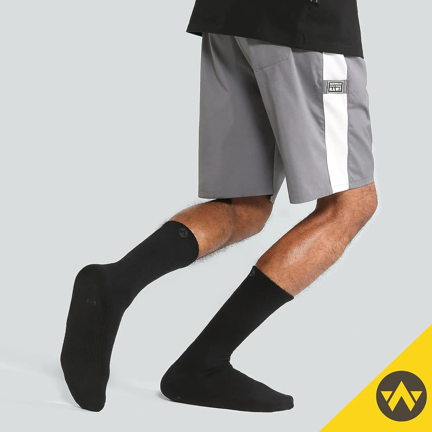 WANDER Men's Running Crew Socks 6 Pairs Cotton Athletic Socks for Men Cushion Performance Socks 8-12/12-15
