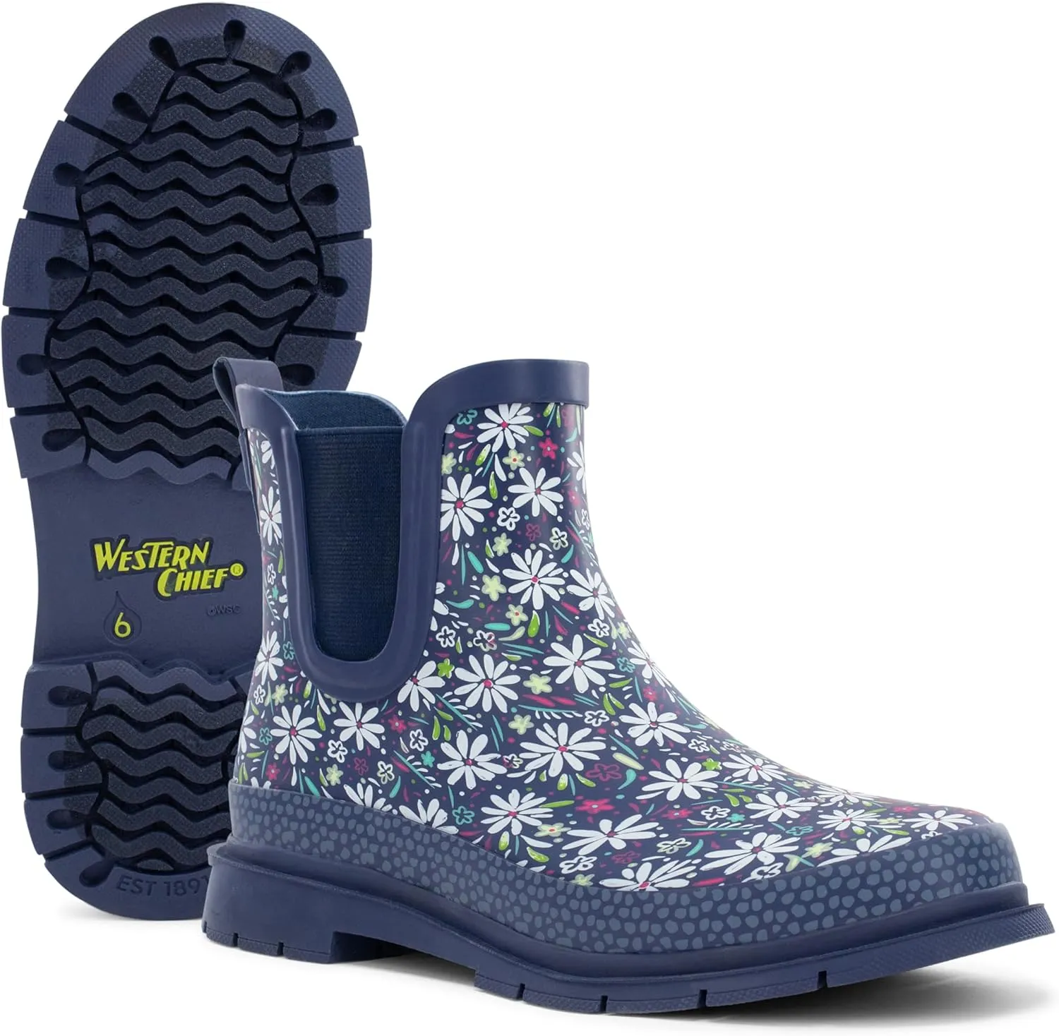 Western Chief Women's Waterproof Chelsea Ankle Rain Boot with Elastic Gore and Rubber Lug Outsole – Stylish and Functional for Rainy Days