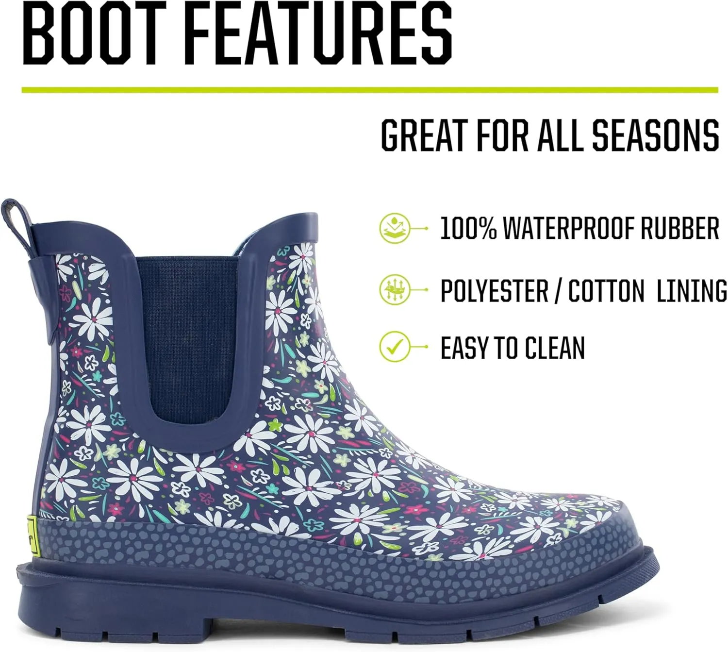 Western Chief Women's Waterproof Chelsea Ankle Rain Boot with Elastic Gore and Rubber Lug Outsole – Stylish and Functional for Rainy Days