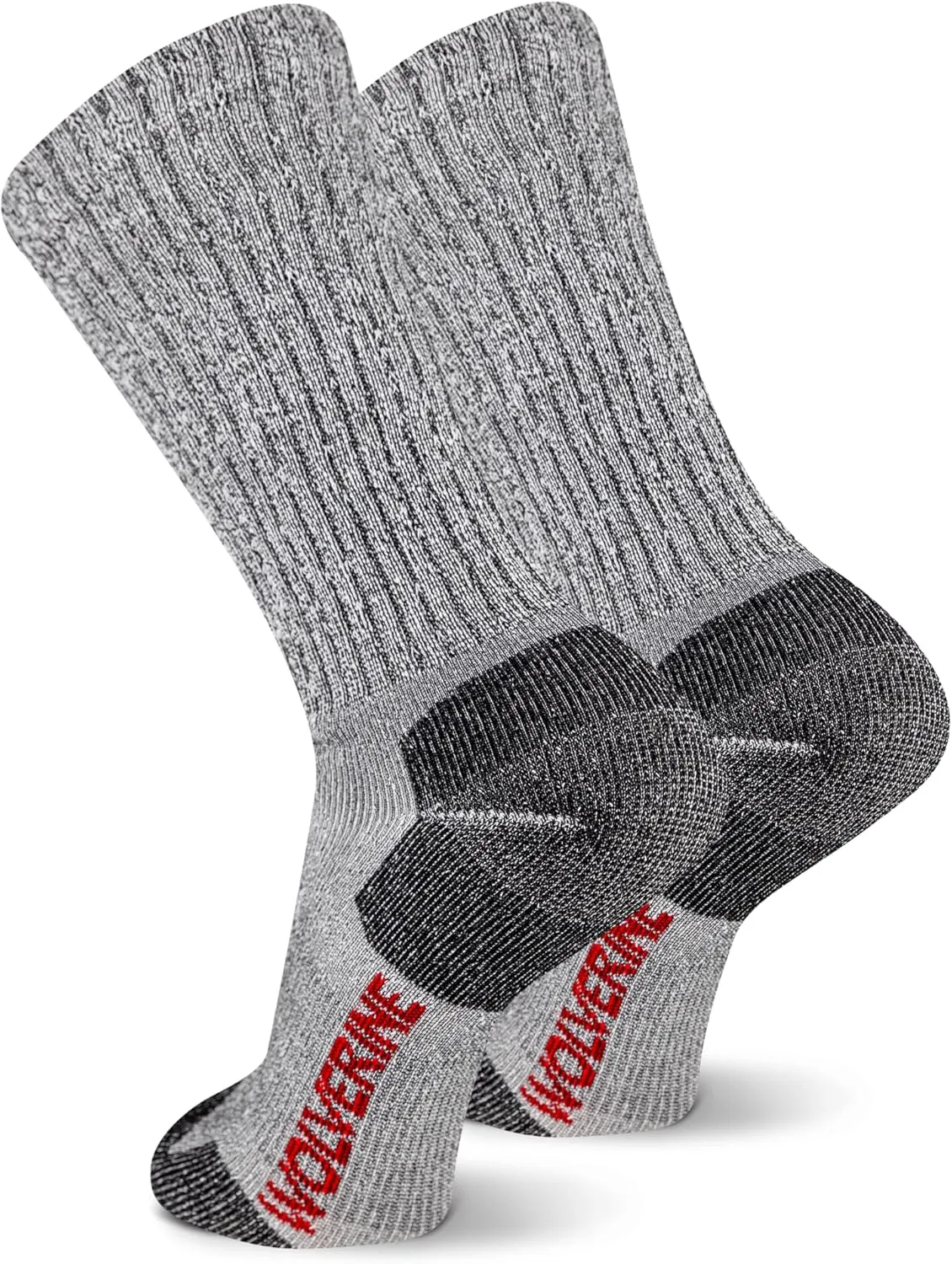 Wolverine Men's Safety Toe Work Boot Crew Socks with Durable Cushioning (2 Pairs)